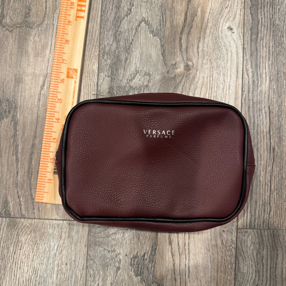 Versace Parfums Burgundy Toiletry Bag ONLY Turkish Airlines Travel Pouch Greek - Picture 7 of 7